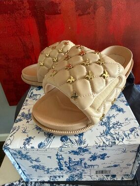 Hayley Paige’s She is Cheval’s El Camino Slide Sandals w/Unicorn